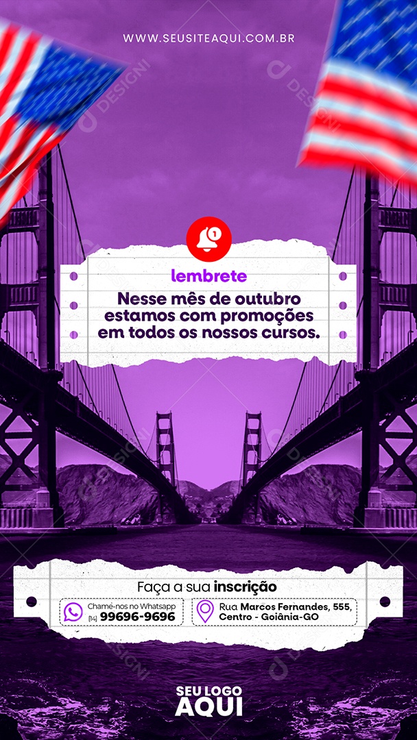 Story Aulas de Inglês Social Media PSD Editável