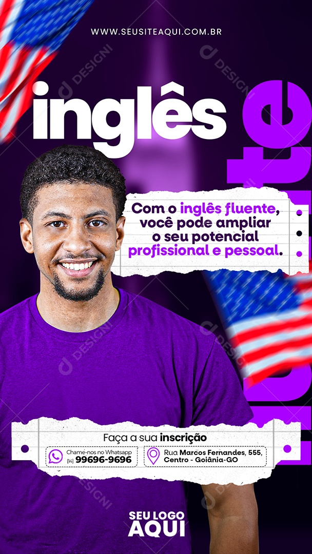 Story Aulas de Inglês Social Media PSD Editável