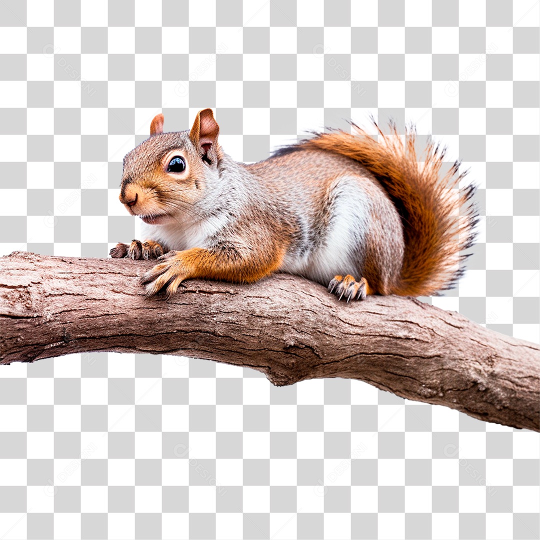 Esquilo em Galho PNG Transparente