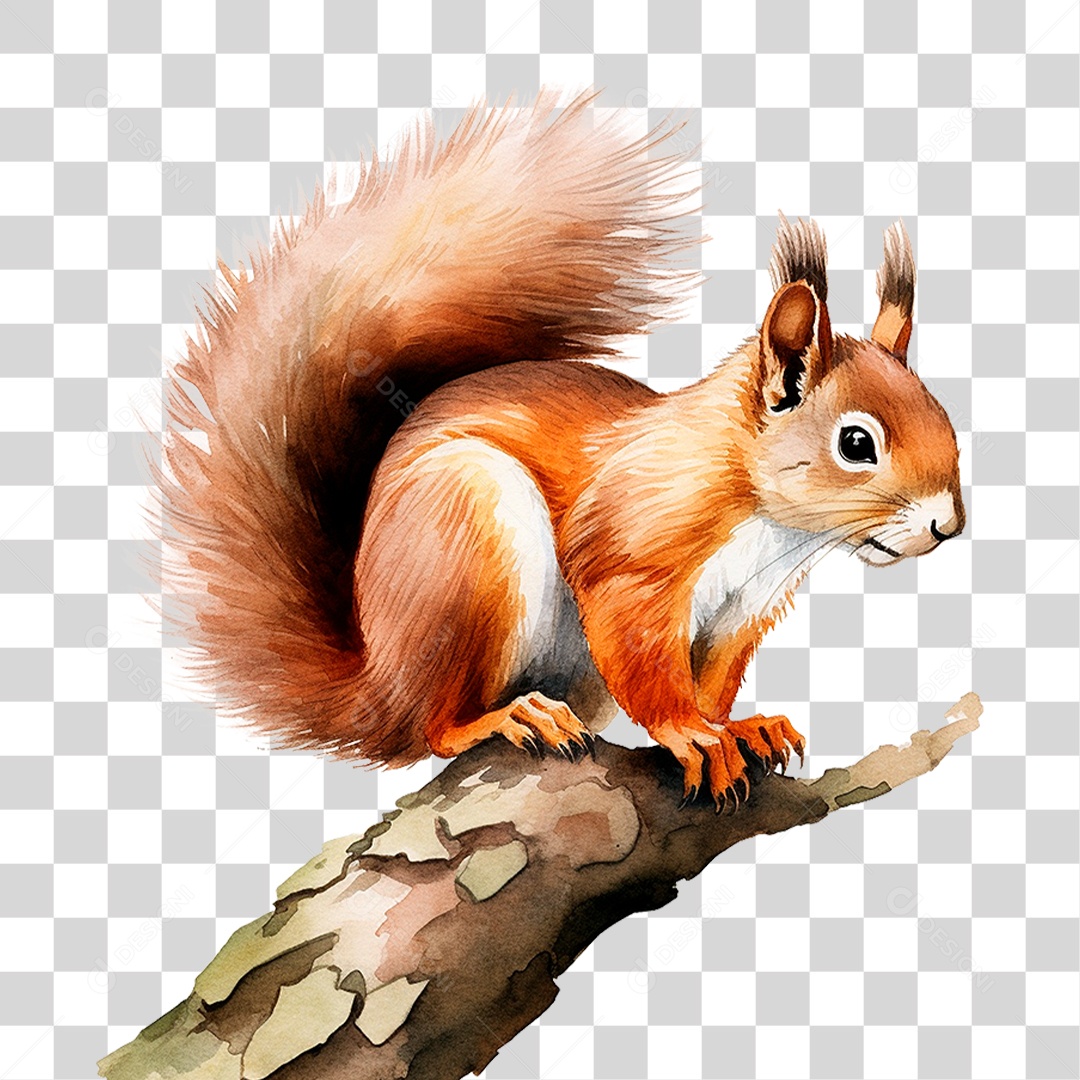 Esquilo em Galho PNG Transparente