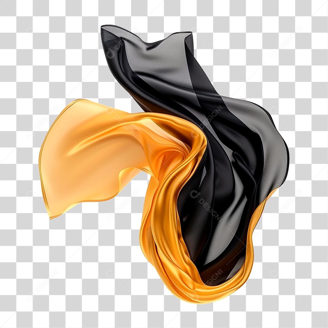 Seda Preta e Dourado PNG Transparente