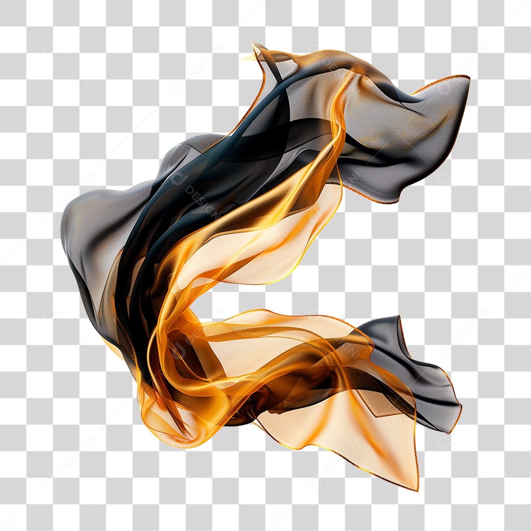 Seda Preta e Dourado PNG Transparente