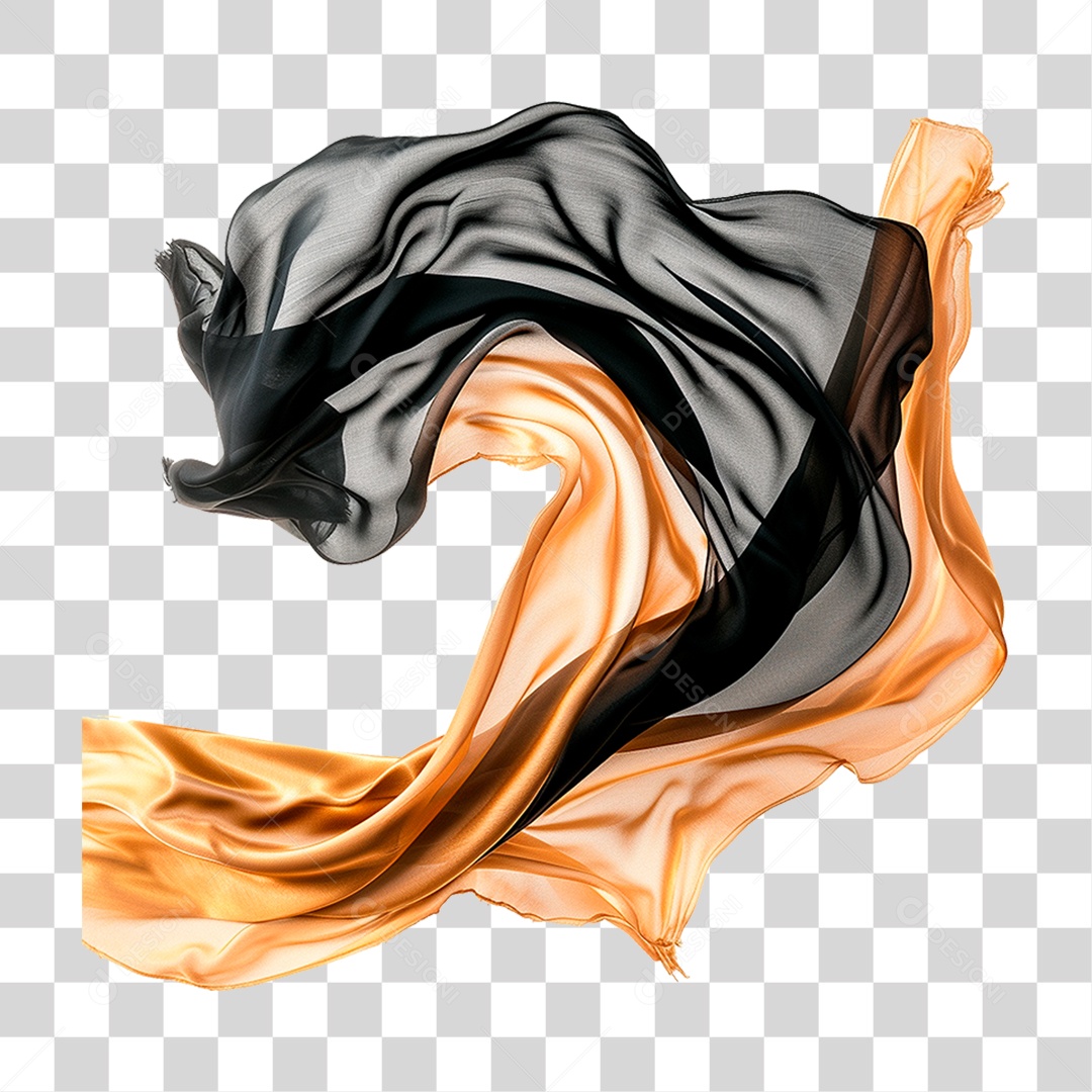 Seda Preta e Dourado PNG Transparente