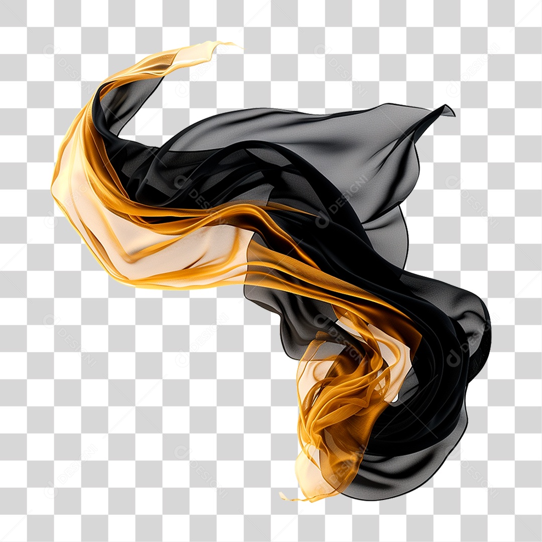 Seda Preta e Dourado PNG Transparente