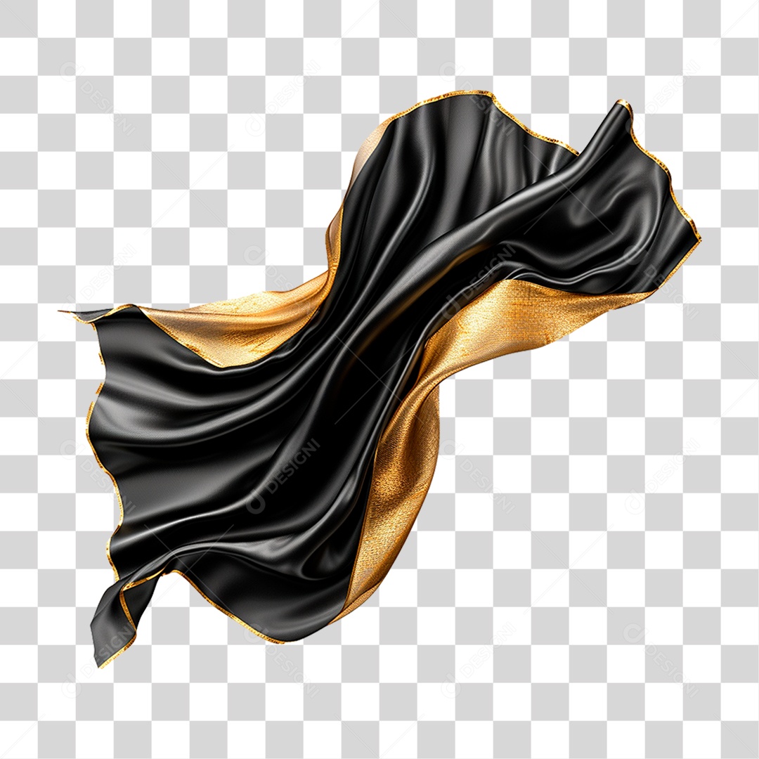 Seda Preta e Dourado PNG Transparente