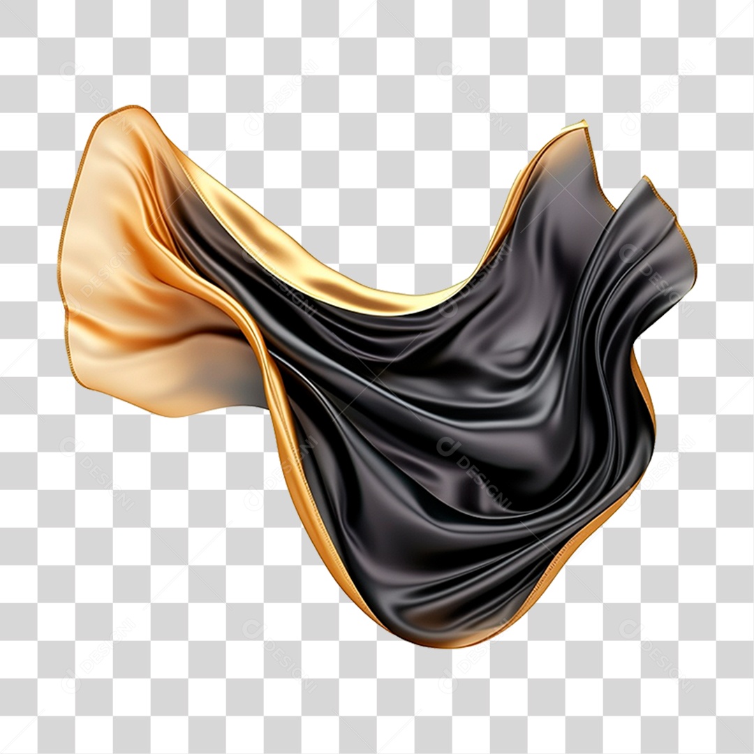 Seda Preta e Dourado PNG Transparente