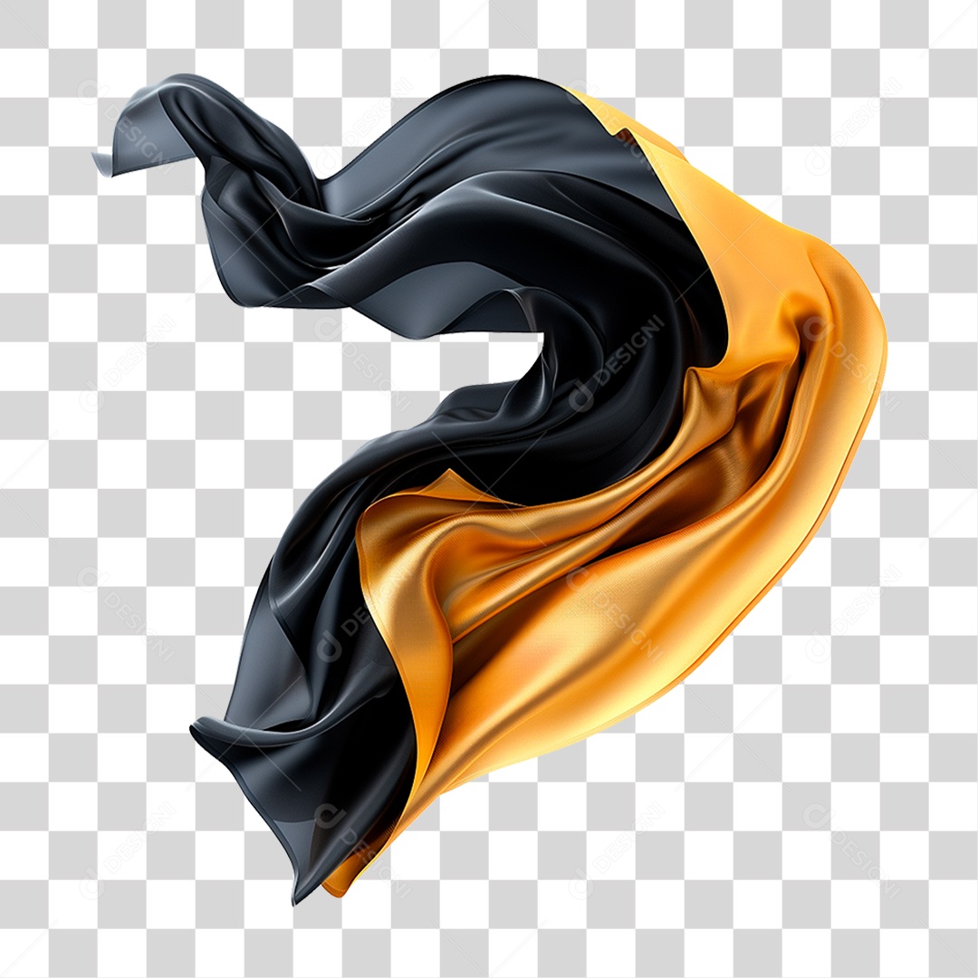 Seda Preta e Dourado PNG Transparente