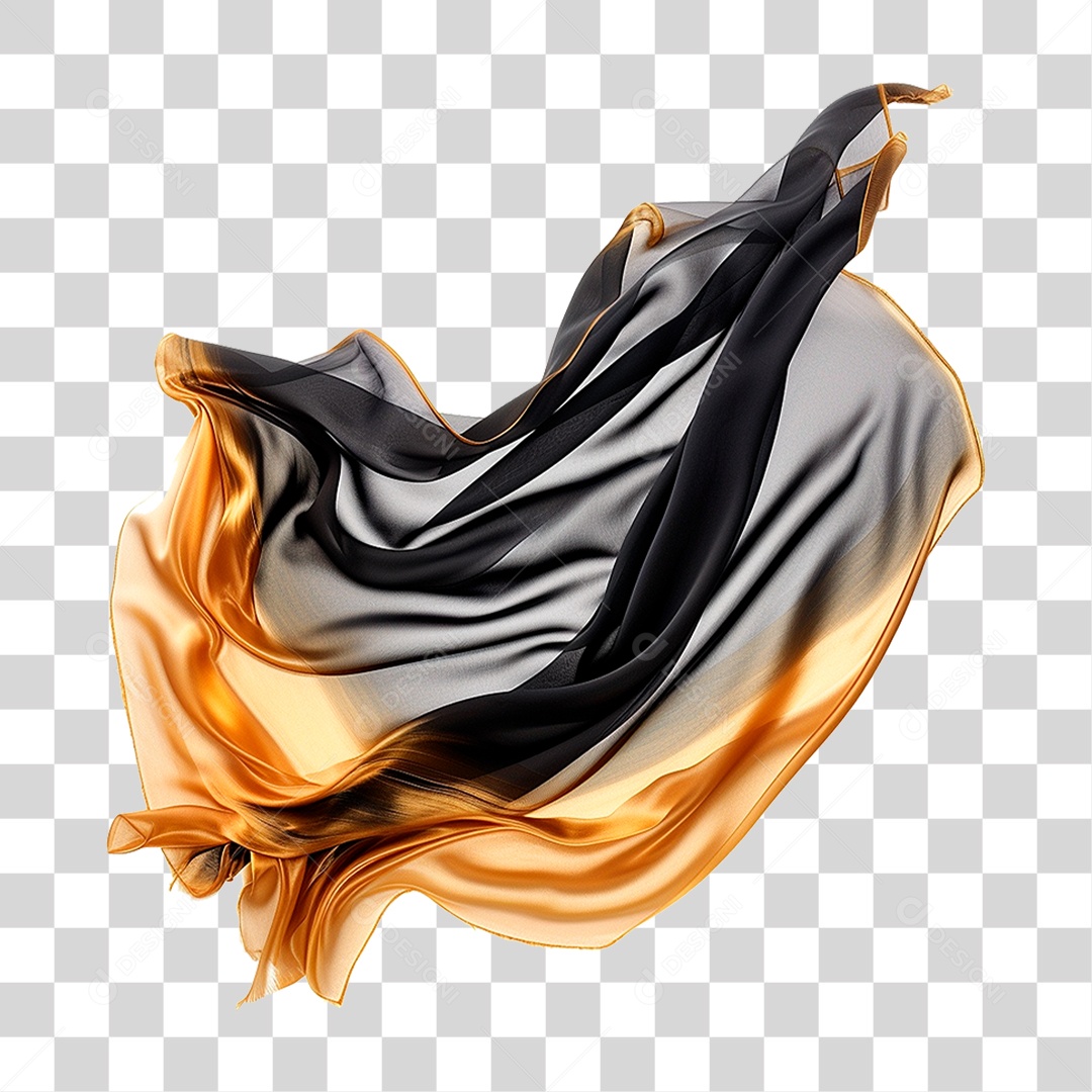 Seda Preta e Dourado PNG Transparente
