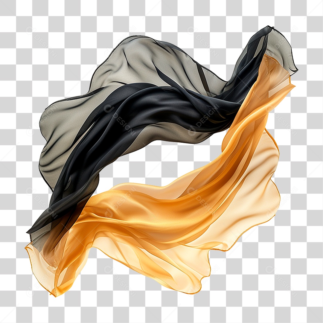 Seda Preta e Dourado PNG Transparente