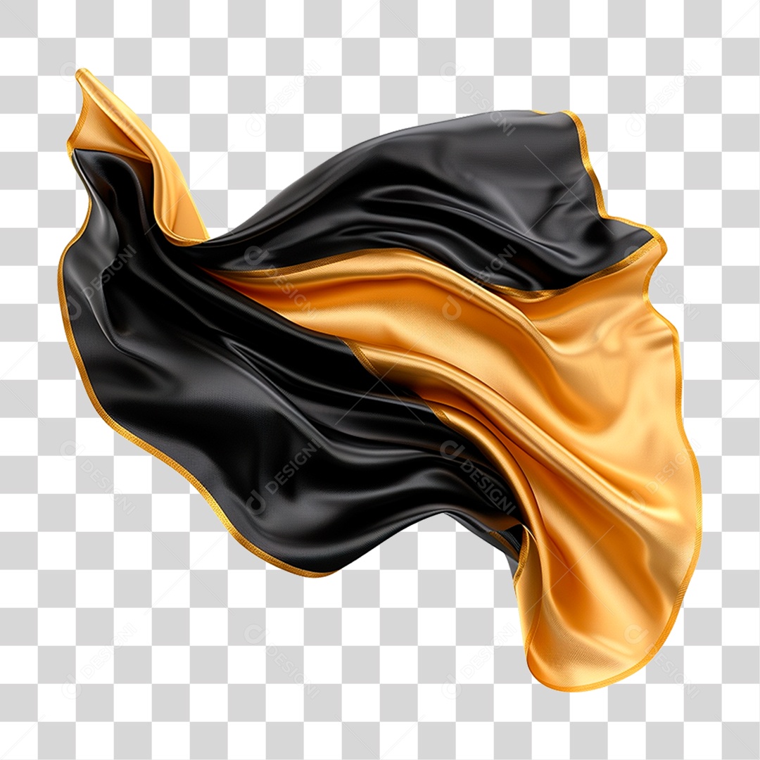 Seda Preta e Dourado PNG Transparente