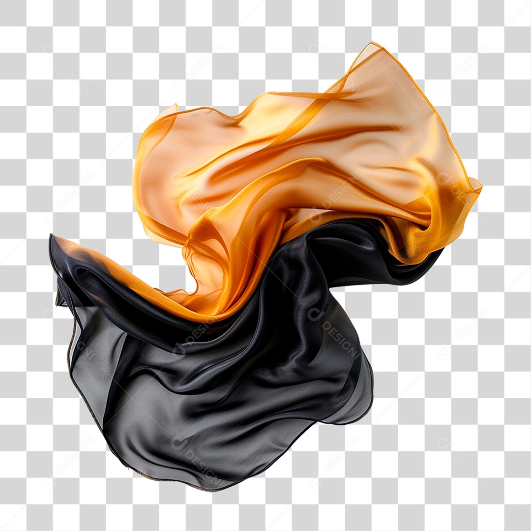 Seda Preta e Dourado PNG Transparente