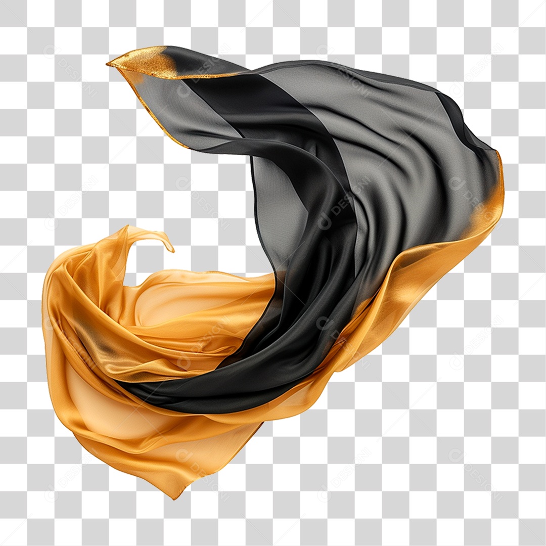 Seda Preta e Dourado PNG Transparente
