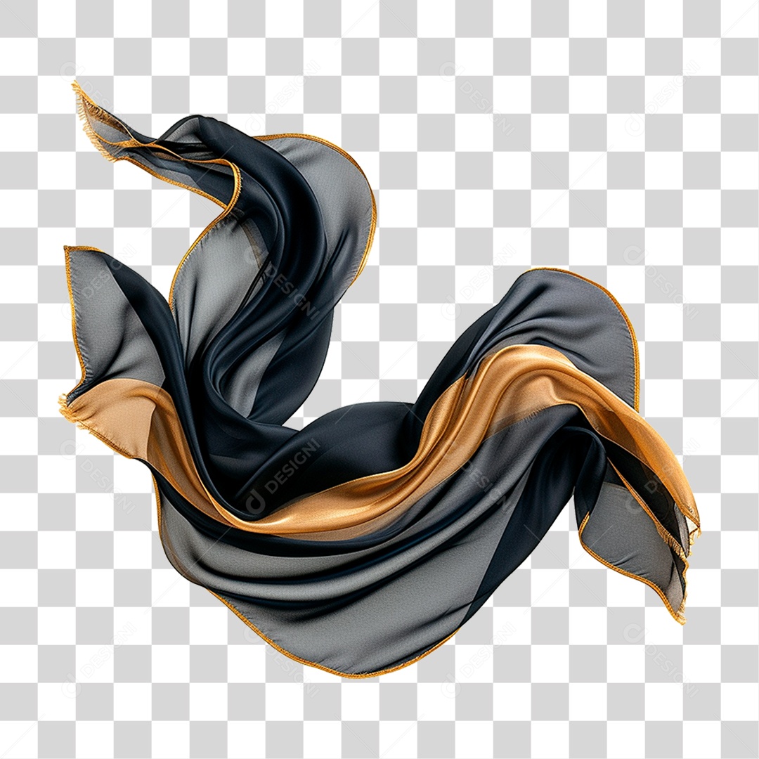 Seda Preta e Dourado PNG Transparente