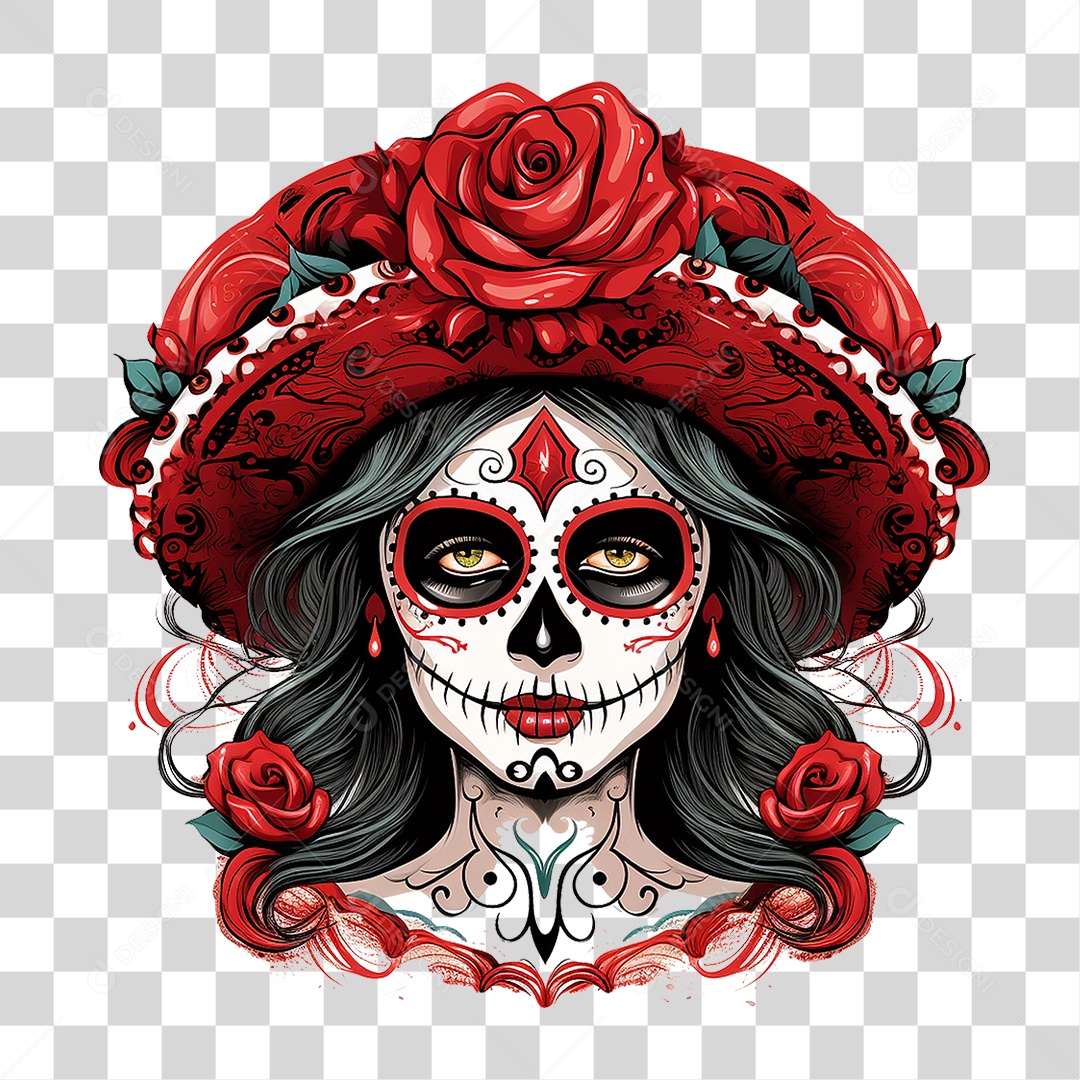 Desenho Imagem Rosto La Calavera Catrina PNG Transparente