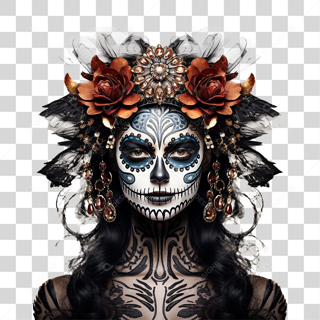 Desenho Imagem Rosto La Calavera Catrina PNG Transparente