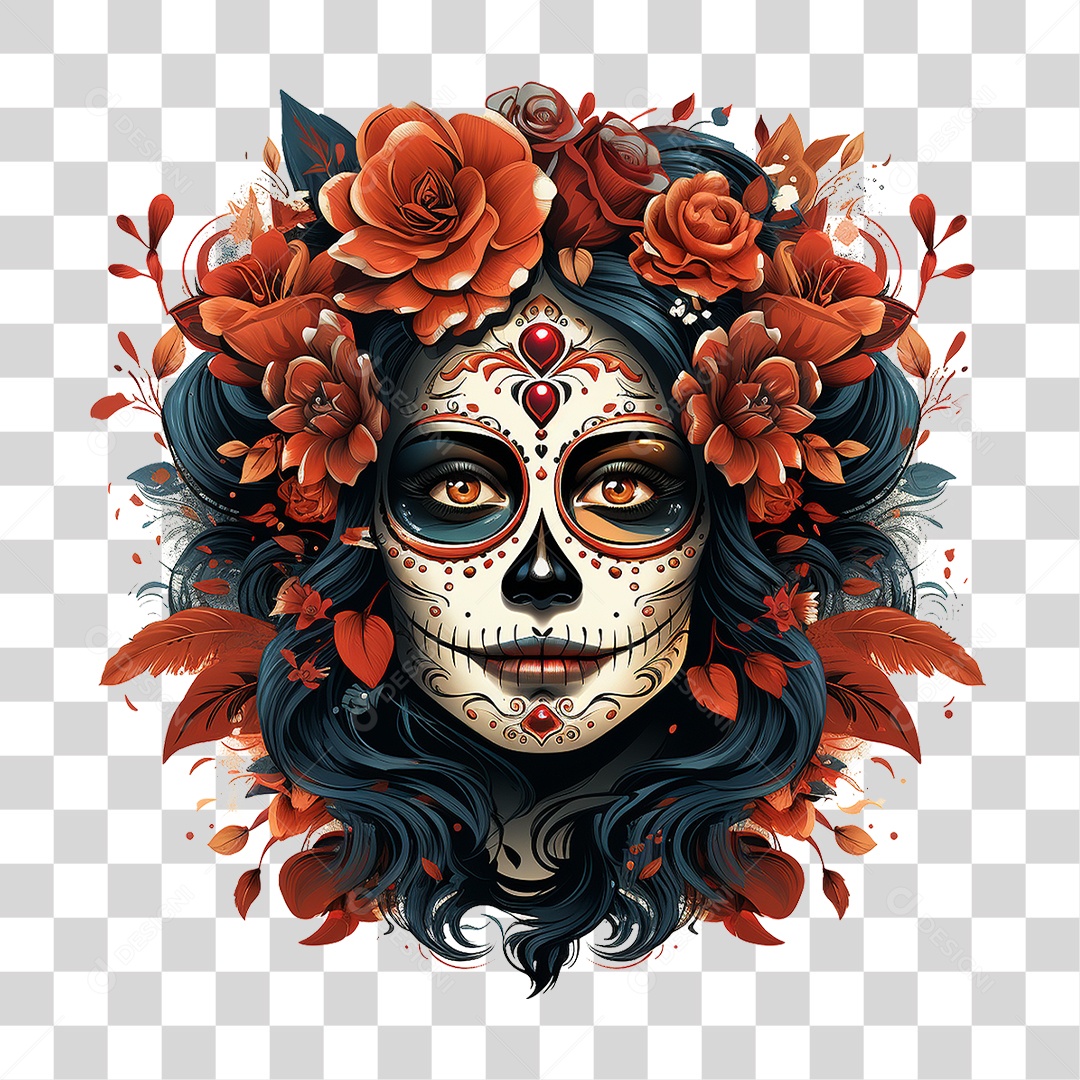 Desenho Imagem Rosto La Calavera Catrina PNG Transparente