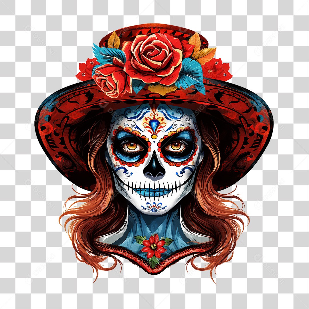 Desenho Imagem Rosto La Calavera Catrina PNG Transparente