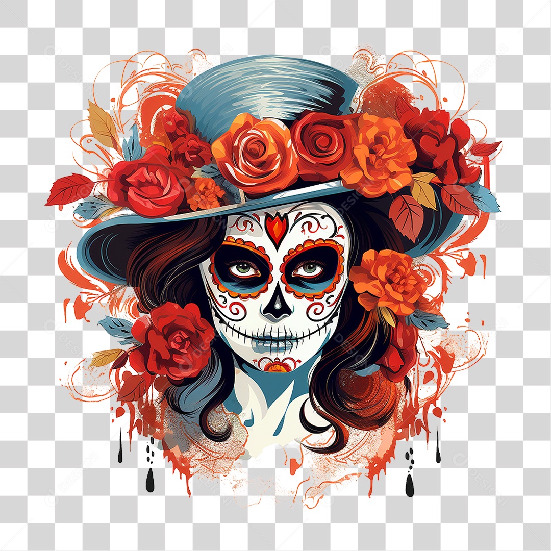 Desenho Imagem Rosto La Calavera Catrina PNG Transparente