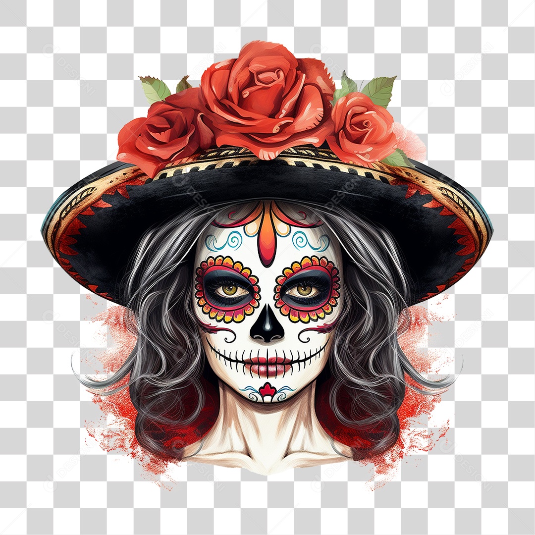 Desenho Imagem Rosto La Calavera Catrina PNG Transparente