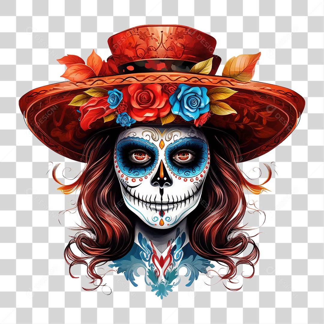 Desenho Imagem Rosto La Calavera Catrina PNG Transparente