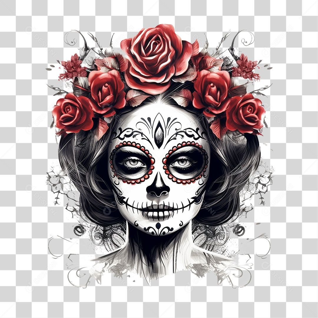 Desenho Imagem Rosto La Calavera Catrina PNG Transparente