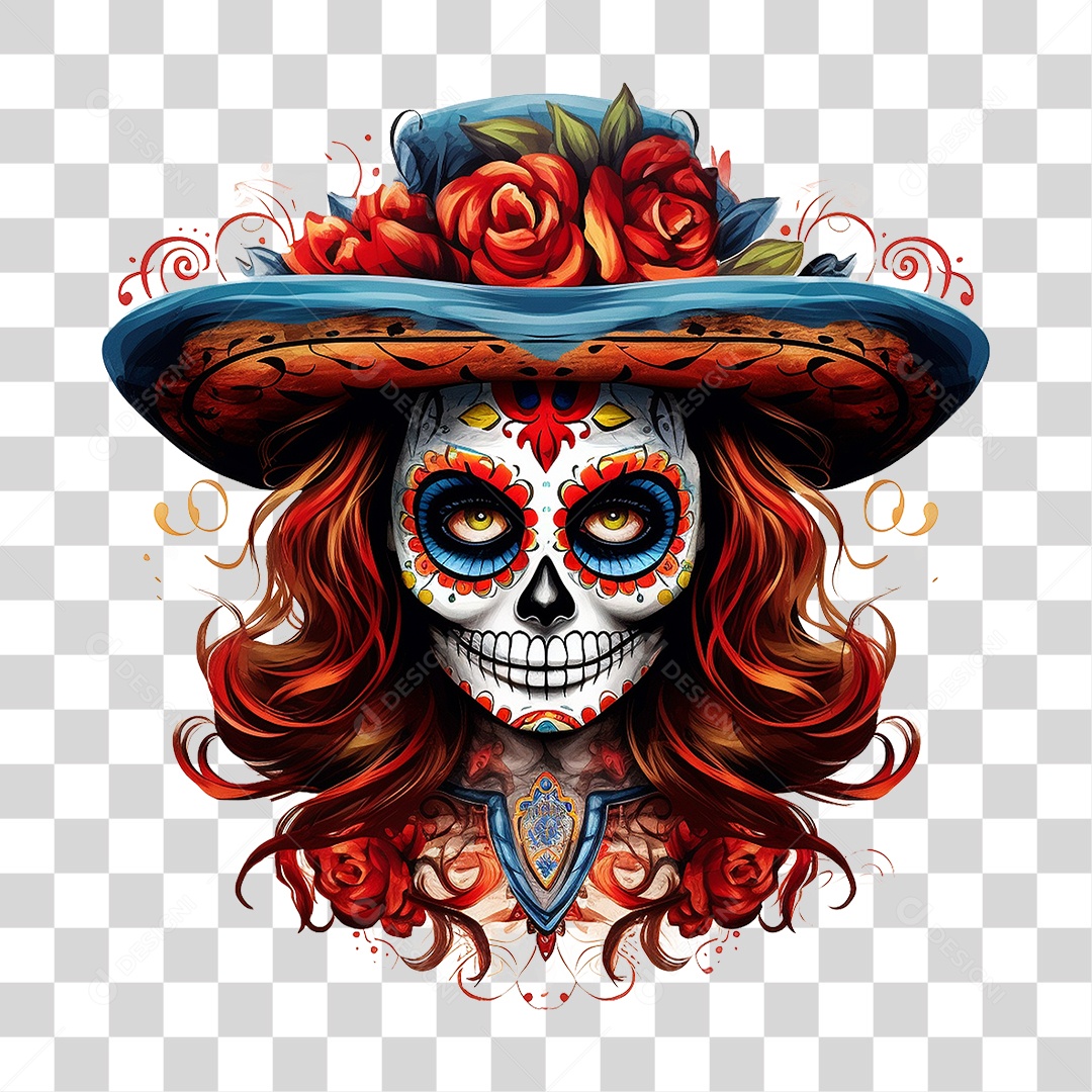 Desenho Imagem Rosto La Calavera Catrina PNG Transparente