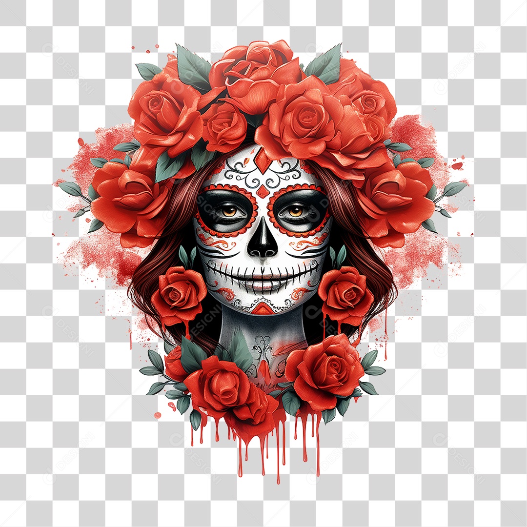 Desenho Imagem Rosto La Calavera Catrina PNG Transparente