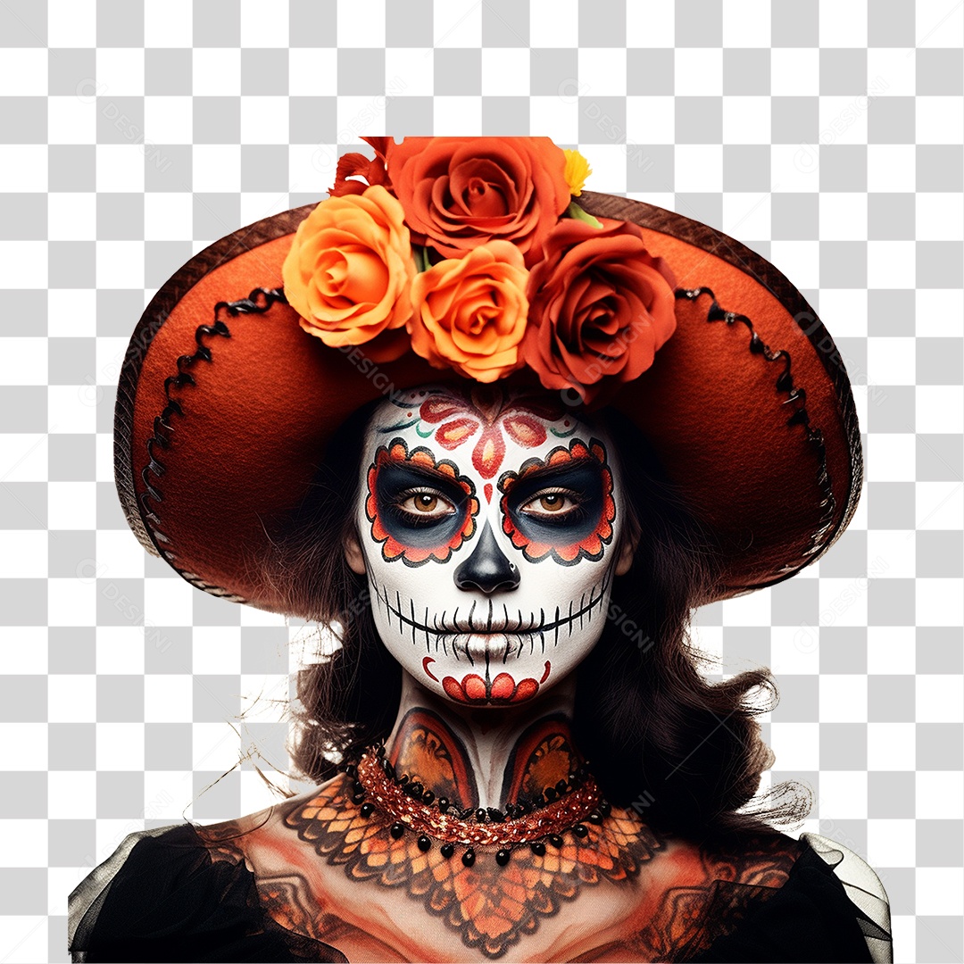 Desenho Imagem Rosto La Calavera Catrina PNG Transparente