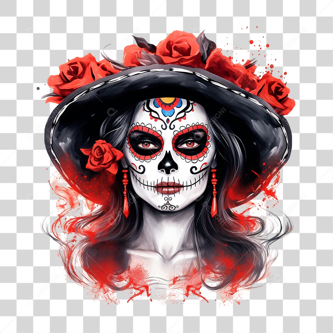 Desenho Imagem Rosto La Calavera Catrina PNG Transparente