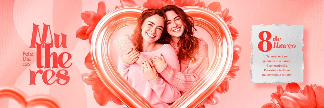 Carrossel Dia Internacional das Mulheres 8 de Março Parabéns a todas Social Media PSD Editável