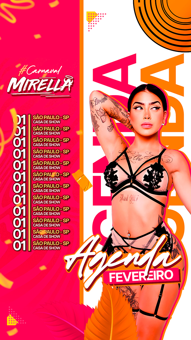 Agenda Fevereiro Mc Mirella Story Social Media PSD Editável