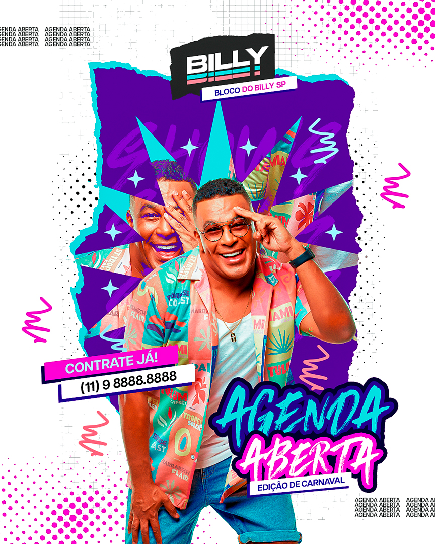 Flyer Agenda Aberta Billy Sp Feed Social Media PSD Editável