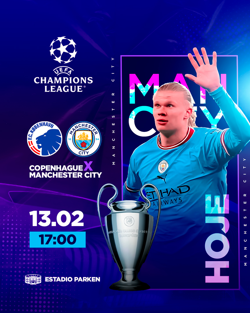 Flyer Futebol Champions League Manchester City Social Media PSD Editável