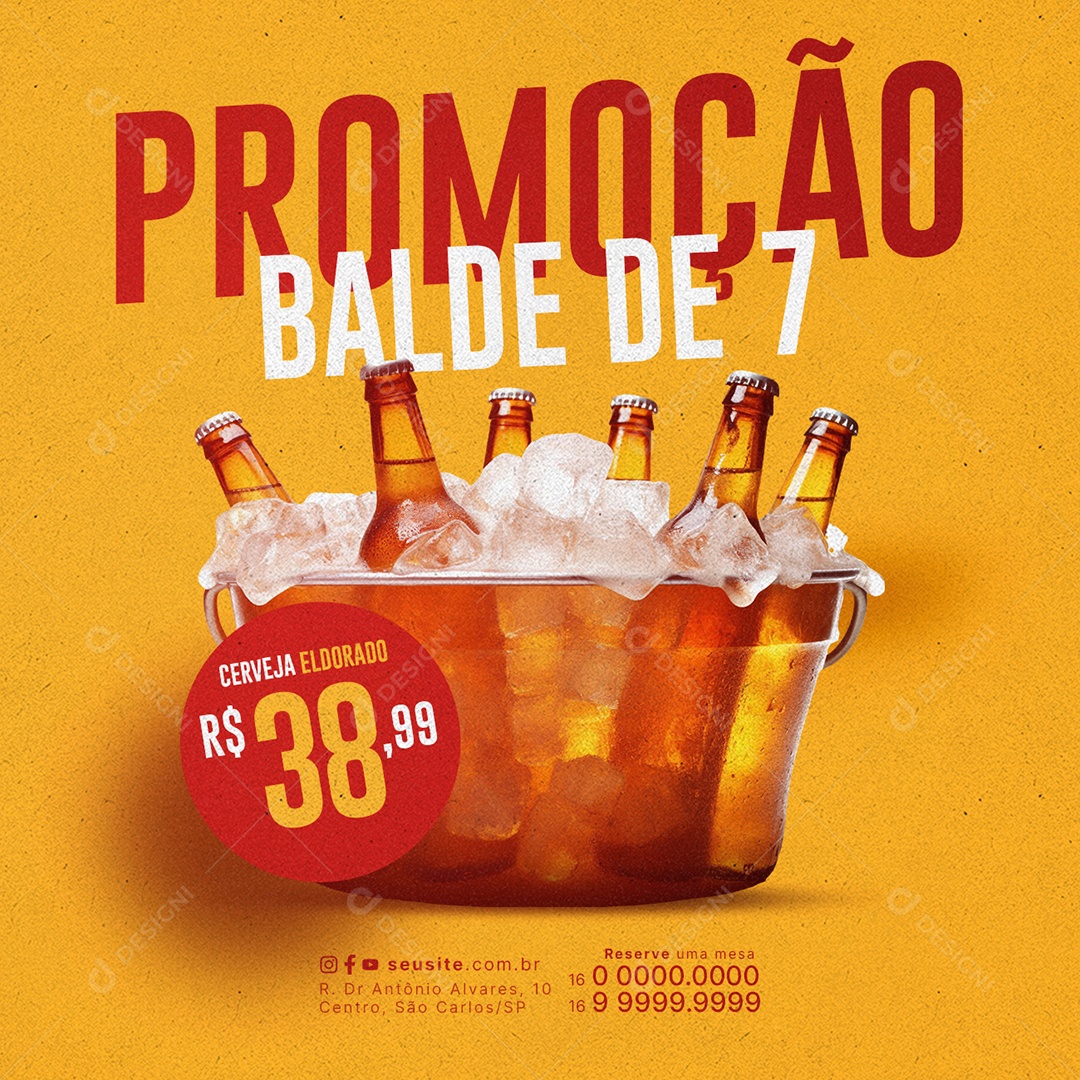 Happy Hour Promoção Balde de 7 Cerveja Eldorado Social Media PSD Editável