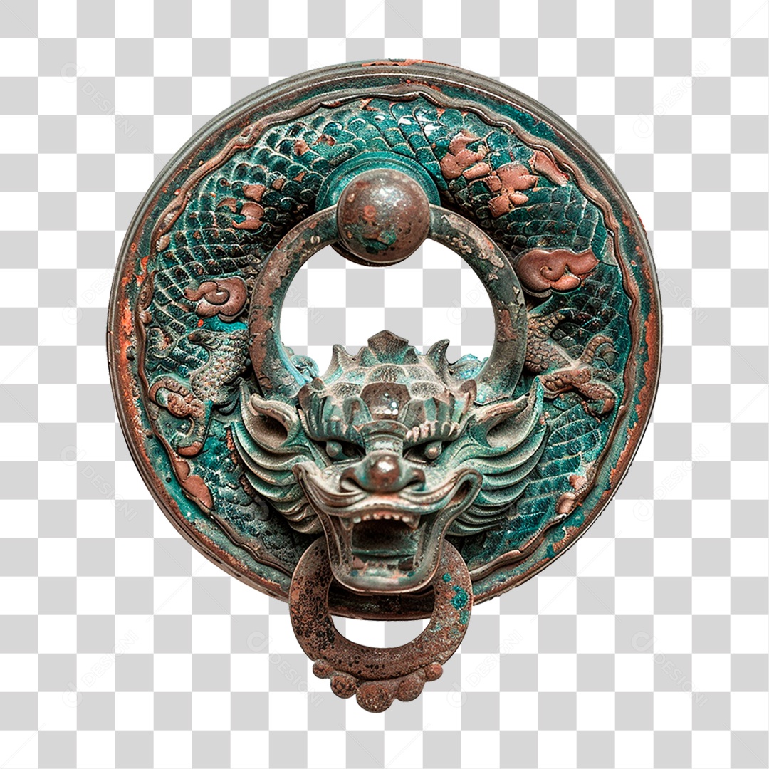 Maçaneta de Porta Chinesa Antiga PNG Transparente