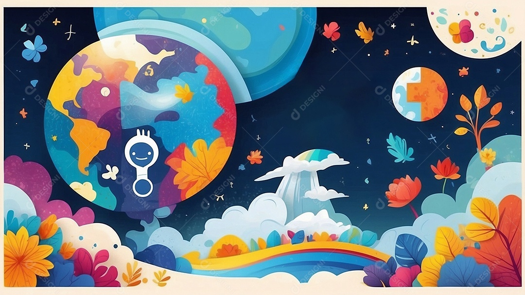 Modelo de dia do autismo para redes sociais com crianças vibrantes bores brilhantes espaço para Texto IA  generativa