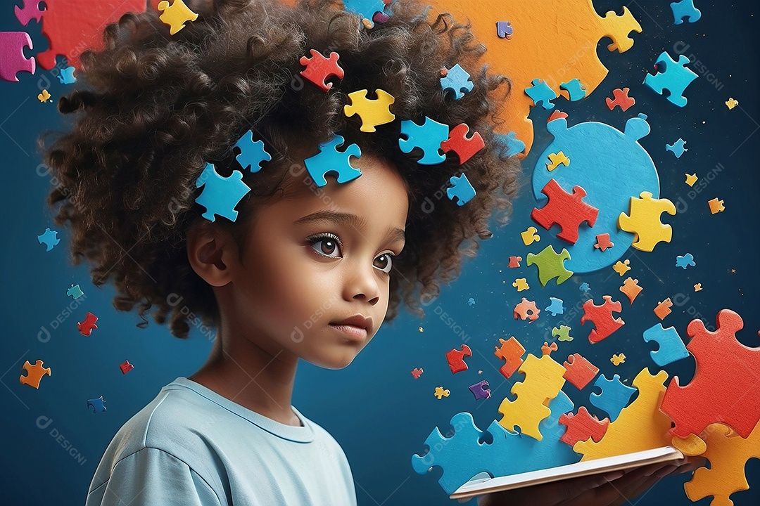 Modelo de dia do autismo para redes sociais com crianças vibrantes bores brilhantes espaço para Texto IA  generativa