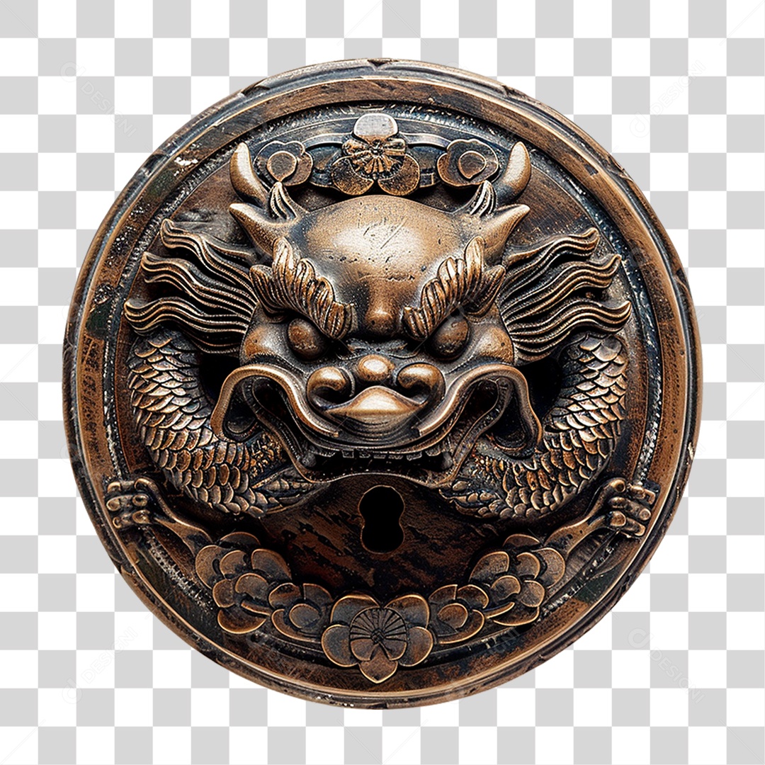 Maçaneta de Porta Chinesa Antiga PNG Transparente