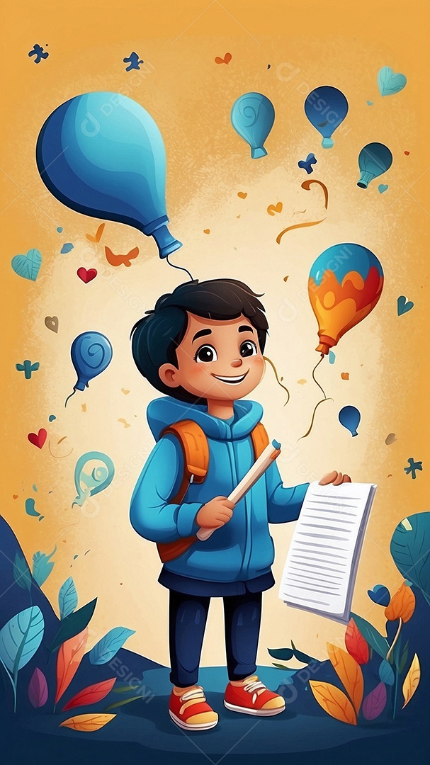 Modelo de dia do autismo para redes sociais com crianças vibrantes bores brilhantes espaço para Texto IA  generativa