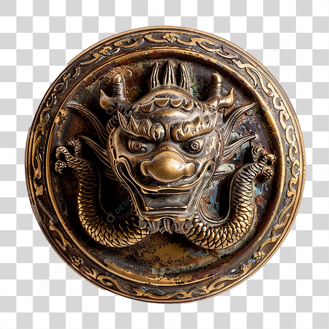 Maçaneta de Porta Chinesa Antiga PNG Transparente