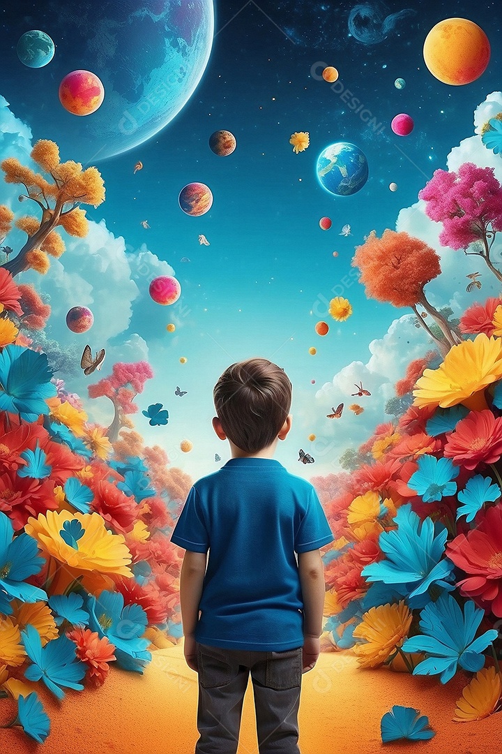 Modelo de dia do autismo para redes sociais com crianças vibrantes bores brilhantes espaço para Texto IA  generativa