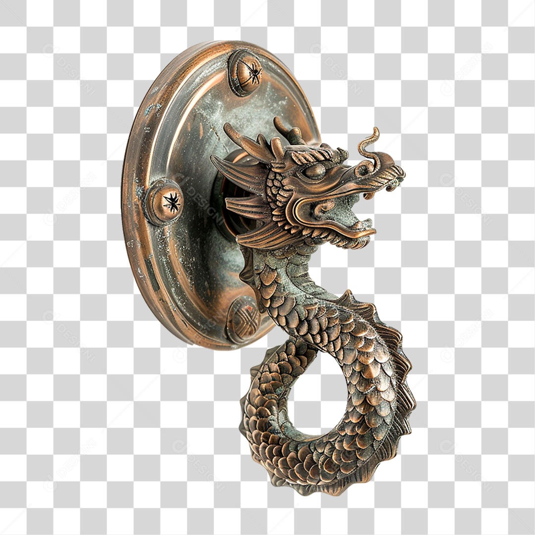 Maçaneta de Porta Chinesa Antiga PNG Transparente