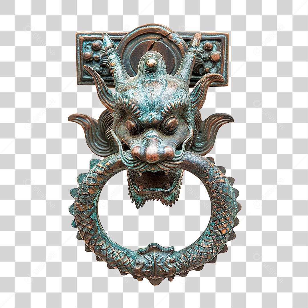 Maçaneta de Porta Chinesa Antiga PNG Transparente