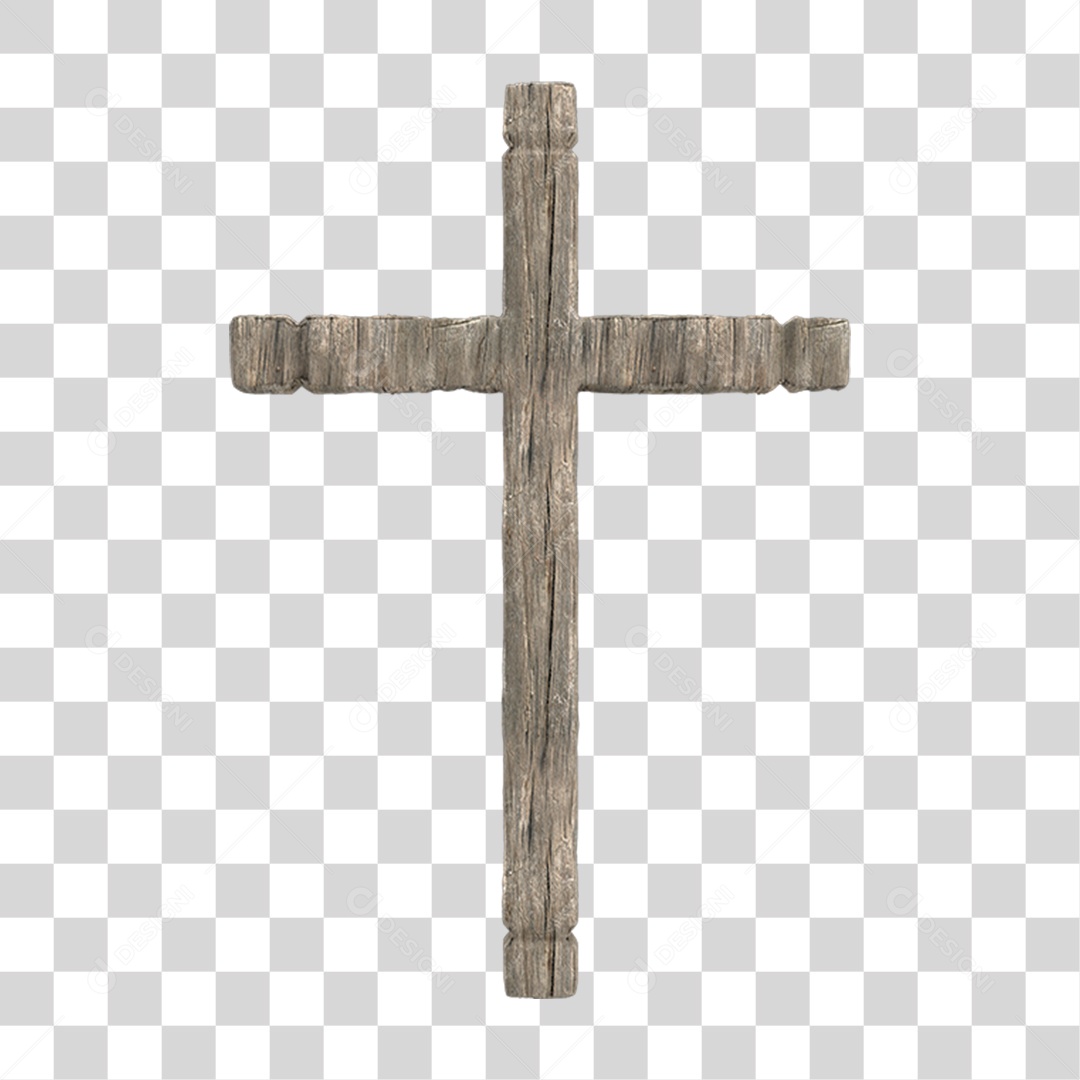 Elemento 3D Cruz de Madeira Religião PNG Transparente