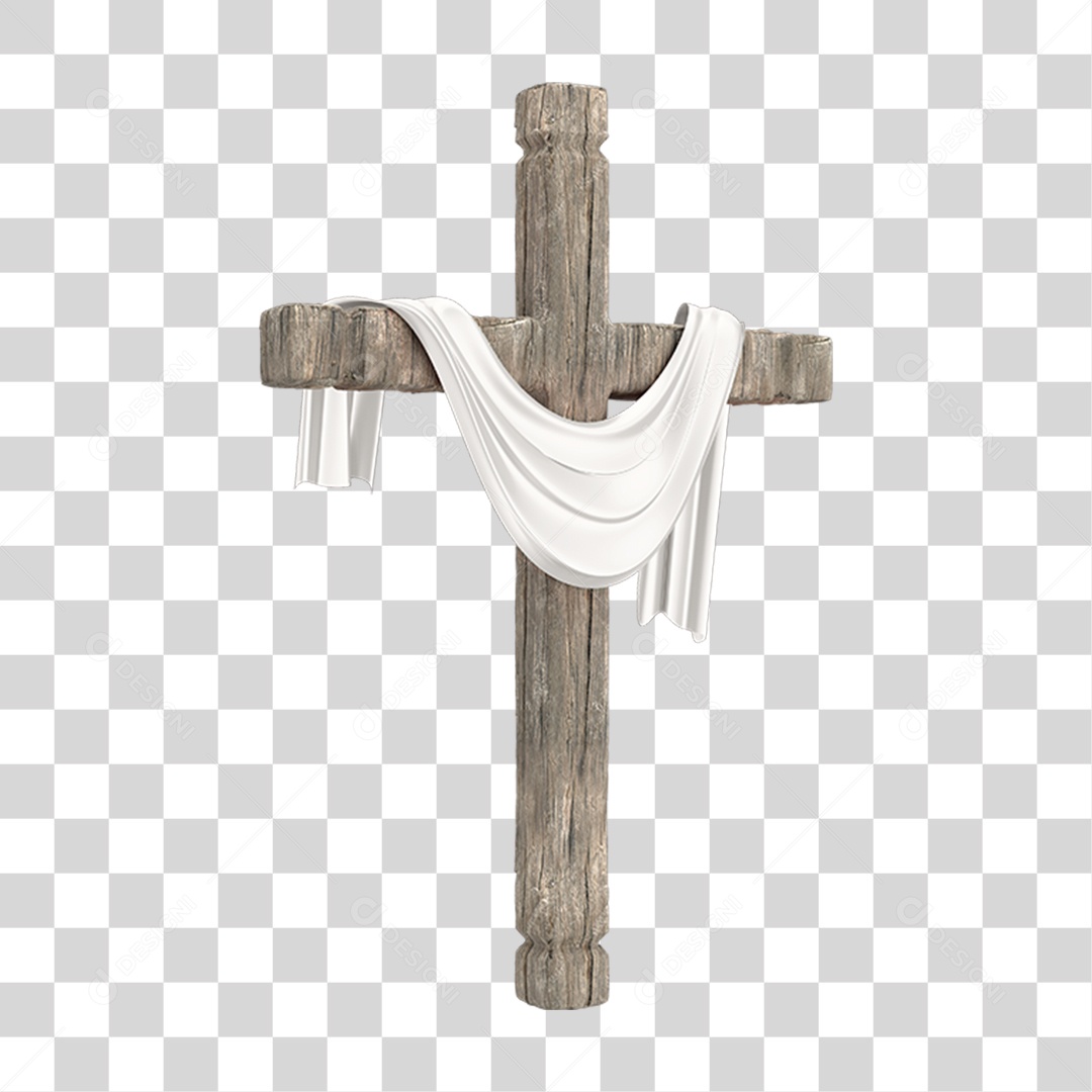 Elemento 3D Cruz de Madeira Religião PNG Transparente