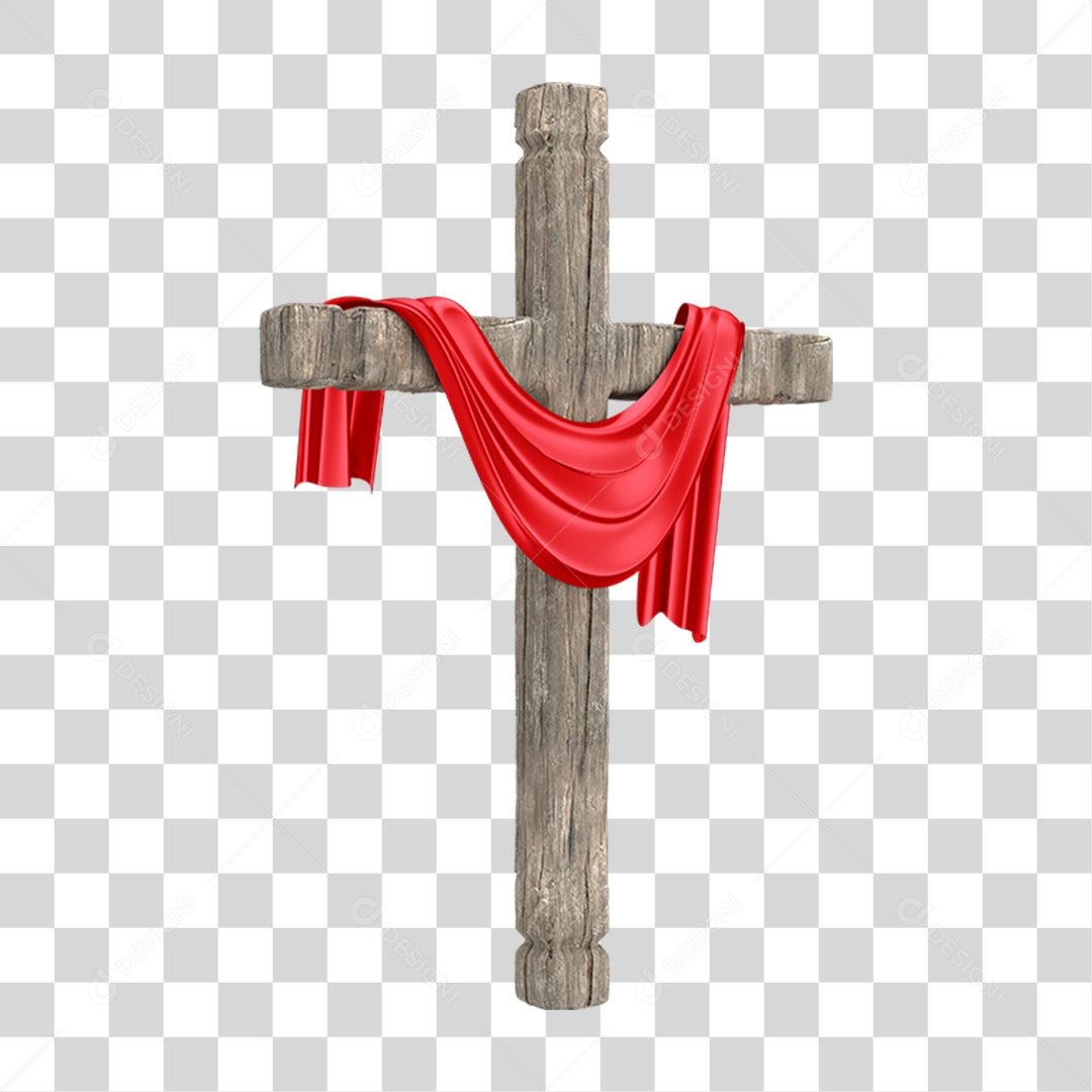 Elemento 3D Cruz de Madeira Religião PNG Transparente