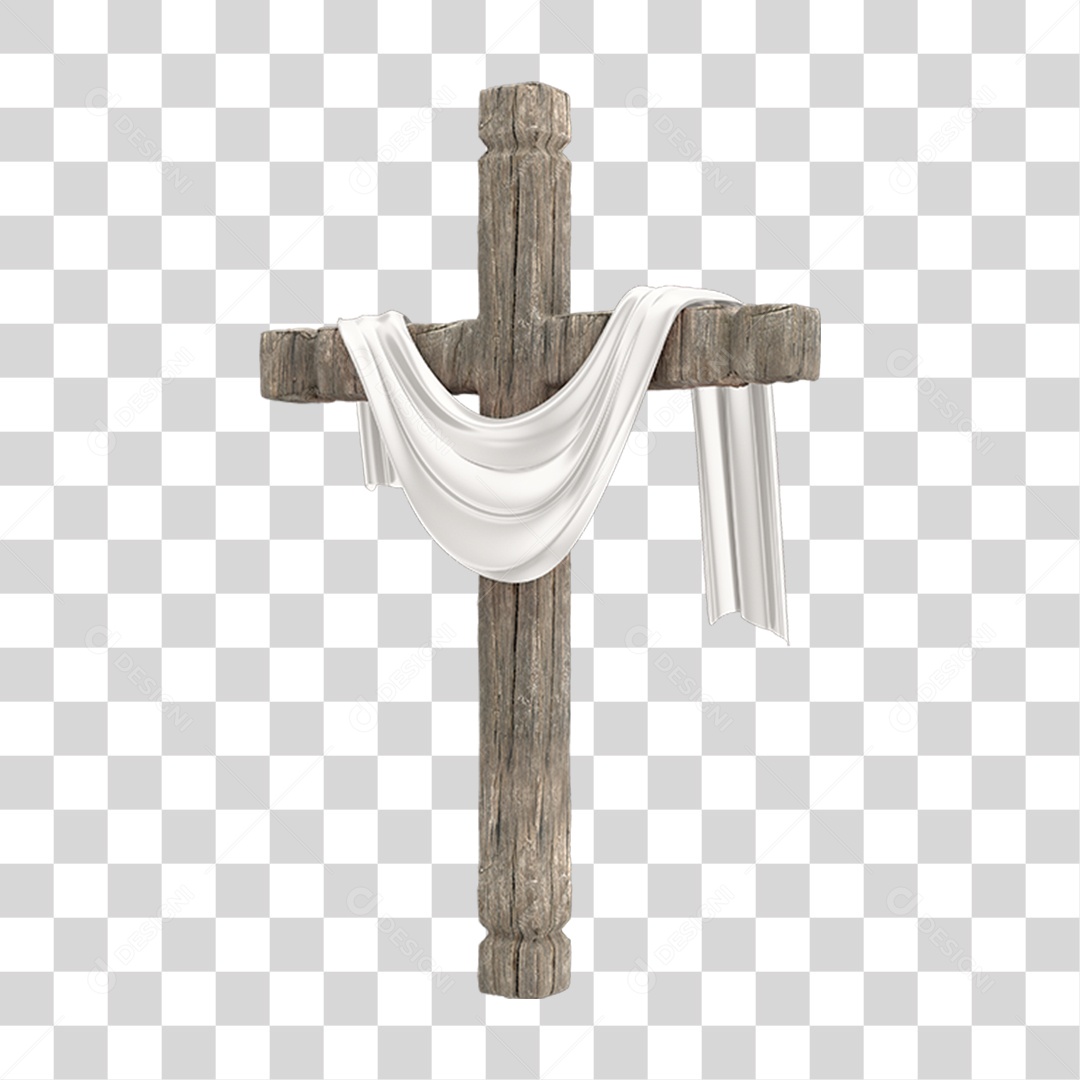 Elemento 3D Cruz de Madeira Religião PNG Transparente