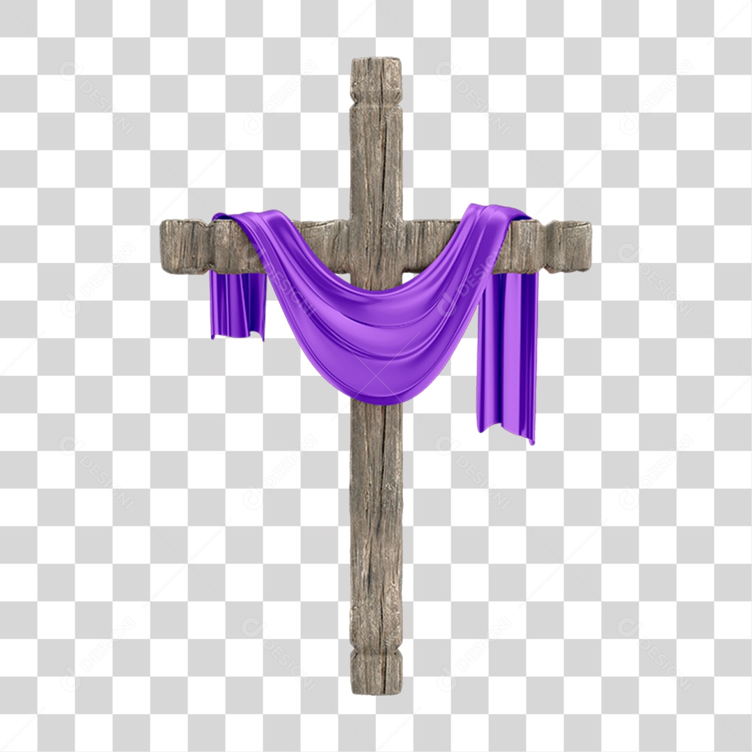 Elemento 3D Cruz de Madeira Religião PNG Transparente