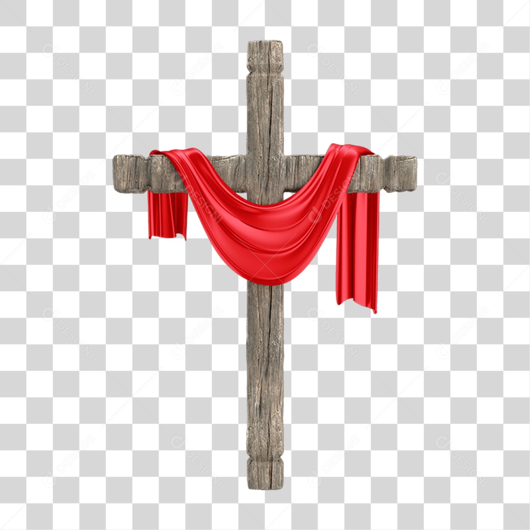 3D Wooden Cross Religion Transparent PNG Element