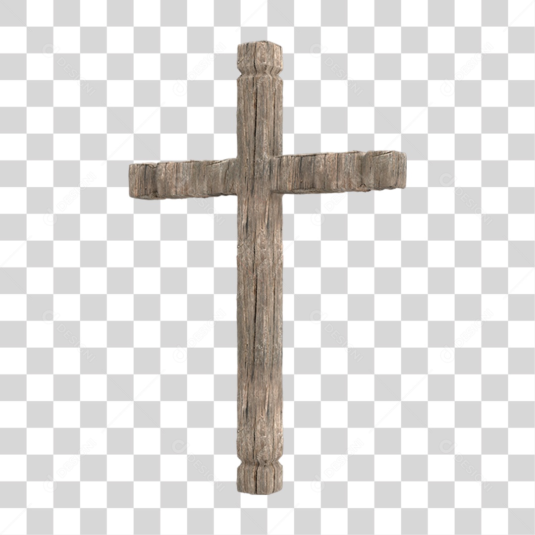 Elemento 3D Cruz de Madeira Religião PNG Transparente